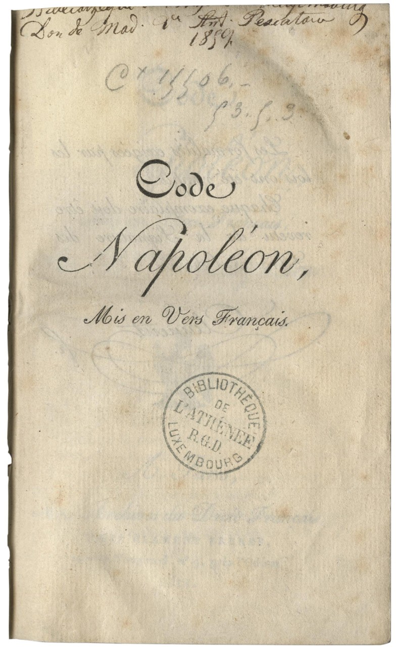Le « Code Napoléon ».