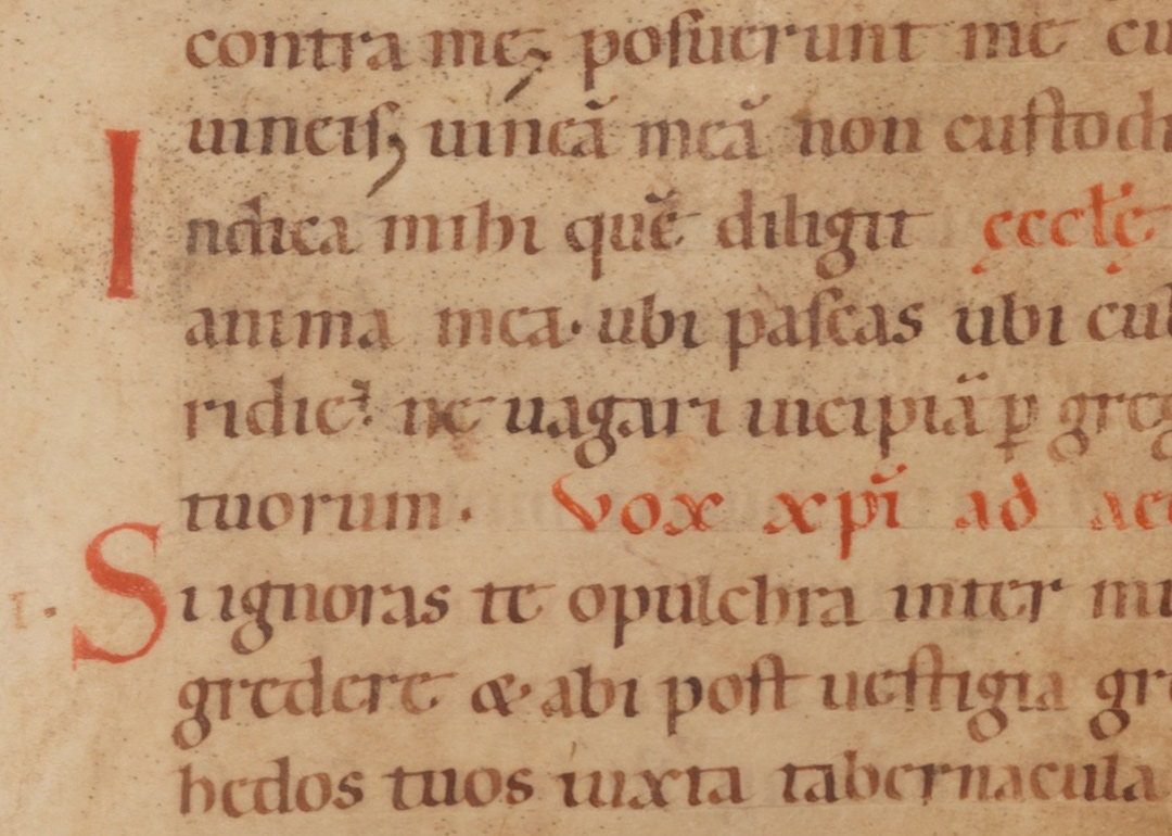 Red ink is used to indicate dialogue in the ‘Song of Songs’. 