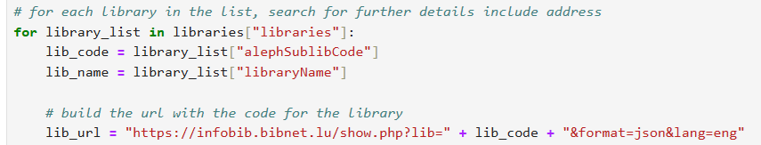 Python code to build the URL to retrieve the details of a library