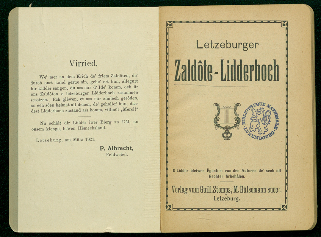 Letzeburger Zaldôte-Lidderboch. Quelle: BnL, Luxemburgischer Bestand.