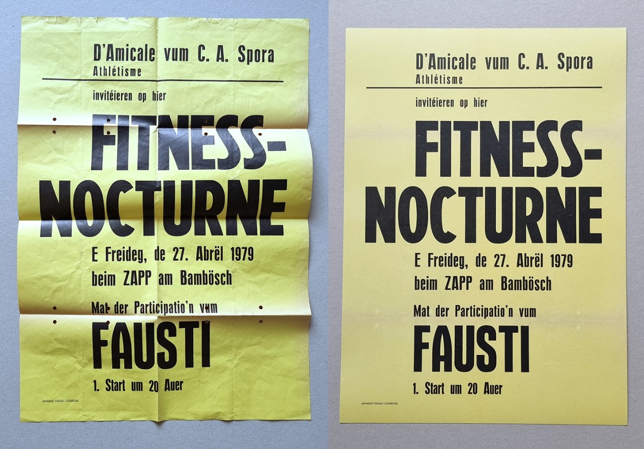 Fitnessnocturne vun der Spora mam Fausti 1979, Dim.: 60 x 43,5 cm