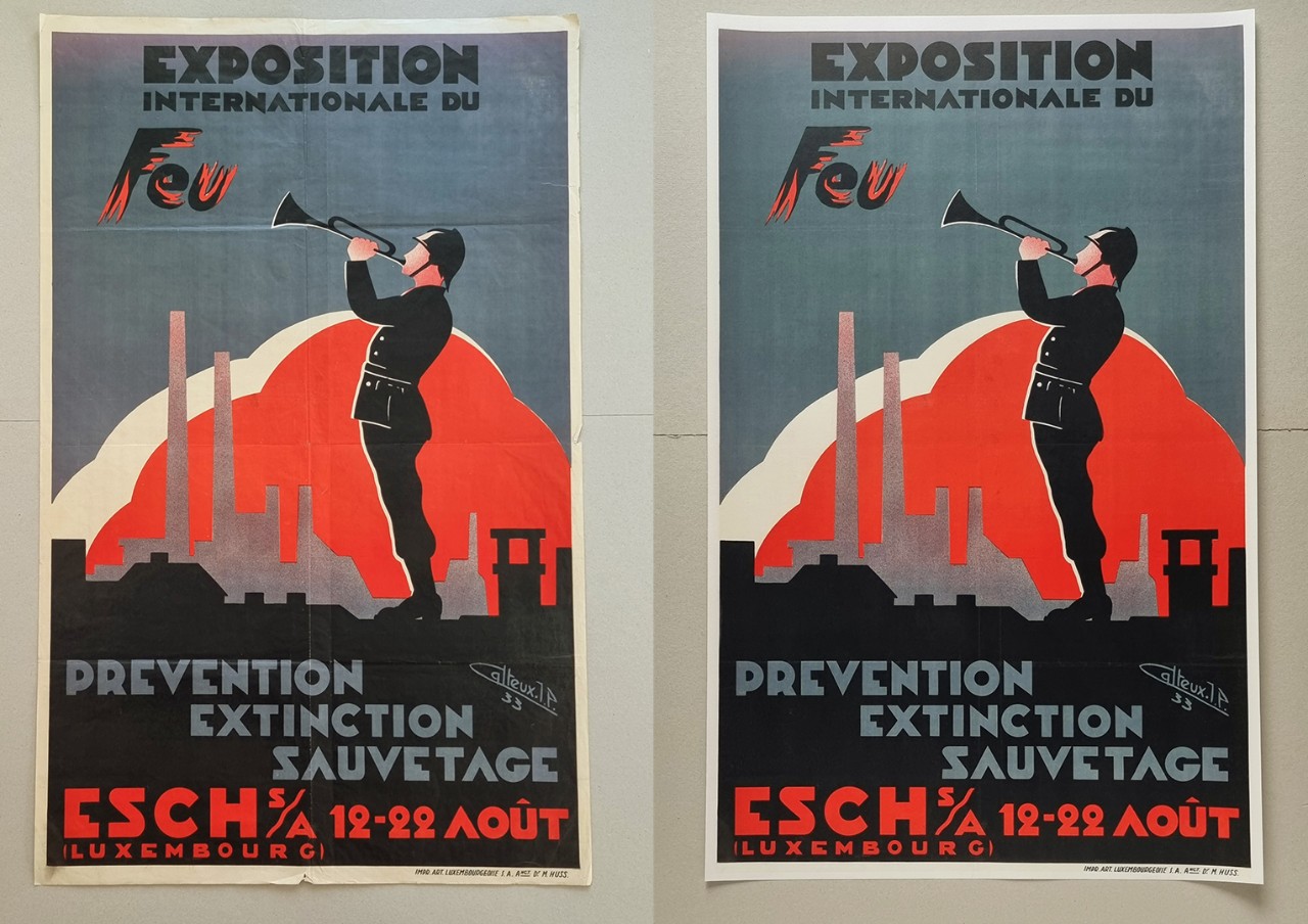 Exposition internationale du feu, vum Jean-Pierre Calteux (1911-1983), Dim.: 98 x 62 cm