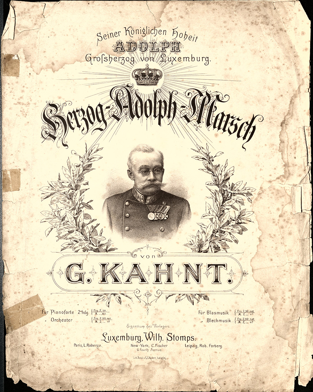 Le « Herzog-Adolph-Marsch », composée par Gustav Kahnt en 1890.