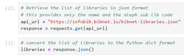 Python code showing how to retrieve list of libraries